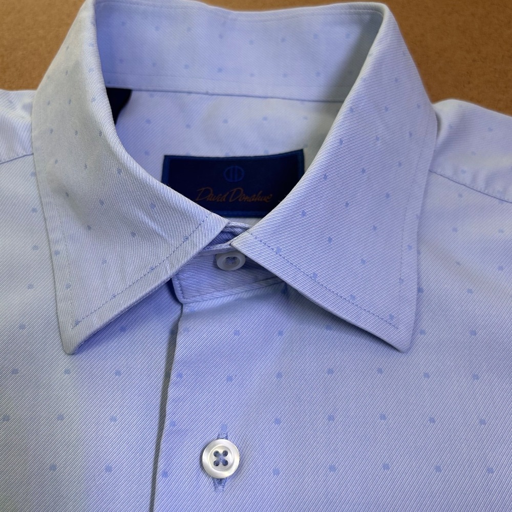 David Donahue Dress Shirt Button Up 100% Cotton Light Blue Mens 16, 32/33 - Picture 1 of 12